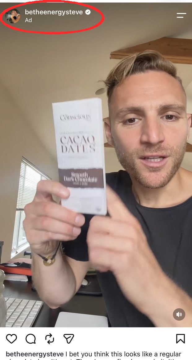 An Instagram ad running from Steven's handle
